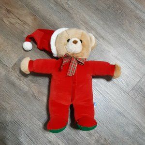 Carter's Teddy Bear Plush Red Pajamas Santa Hat Prestige Vintage Christmas 18"